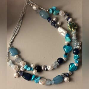 Free People Steal The Show Necklace in Blue NWT